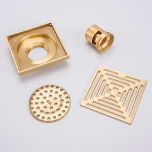 Hátsó kivitelű csempe betét lineáris zuhany lefolyó sárgaréz négyzet alakú padló lefolyó