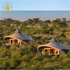 Gyári előre gyártott luxus PVDF membrán anyag acélszerkezetű szálloda ház sátor