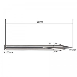 Fémmetszet, EnPoint 30 fokos V-bit, keményfém-kemény hegyes kúp alakú CNC-gravírozó bit 2-hornyos, merev hornyokkal, 1/8 \