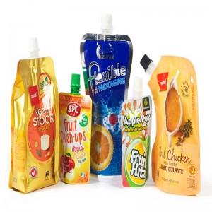 egyedi 200 ml folyékony alumínium műanyag ital szerves banán gyümölcs zselés juice csomagolás tároló doypack kifolyó tasak juice bag