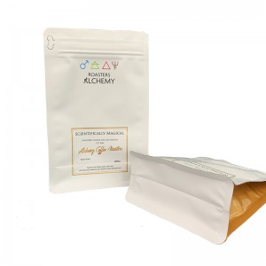 egyedi nyomtatott logó lapos aljú laminált alumínium fólia kávézacskó egyirányú szeleppel