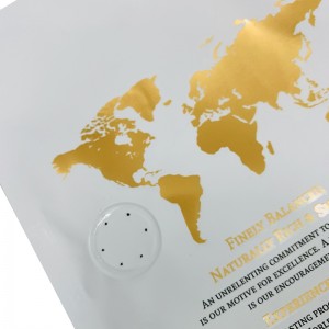 egyedi nyomtatott logó lapos aljú laminált alumínium fólia kávézacskó egyirányú szeleppel