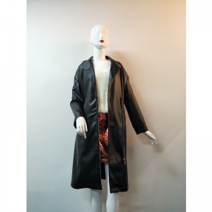 NŐI FEKETE LONGLING PU KABÁT RLWPJ0021N