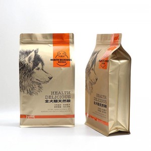 Lapos alsó műanyag zacskók, cipzárral nyolc oldalú, lezárt műanyag zacskók háziállat-eledel zsákok csomagolására