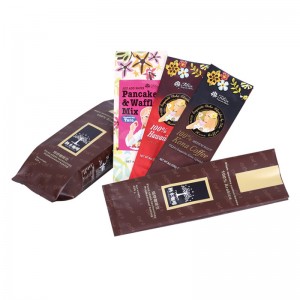 Kávézacskó Ziplock csomagolás Kávézsák szeleppel ellátott ónkötéssel Egyedi nyomtatott, biológiailag lebontható légtelenítő kávézsákok egyedi nyomtatással, lapos alsó