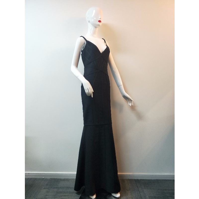 Hölgyek feketéjű hosszúkás ruha JLWD0042