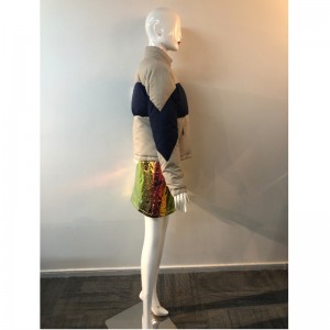 Hölgyek kontrasztált magas galléros kabátja RLWPC0046