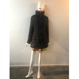 Hölgyek magas galléros kabátja feketében RLWPC0062