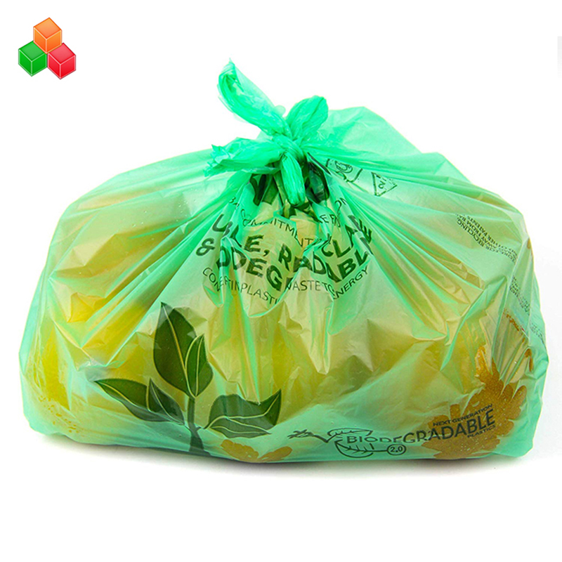Promóció egyedi logóval festett, nem mérgező 100% -ban komposztálható, biológiailag lebontható pe + d2w műanyag szemetes hulladéklerakó hulladék csomagolás