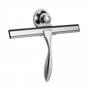 Professzionális tisztítóeszközök rozsdamentes acélból készült üvegpaprikával a fürdőszoba ablakainak zuhanyozásához