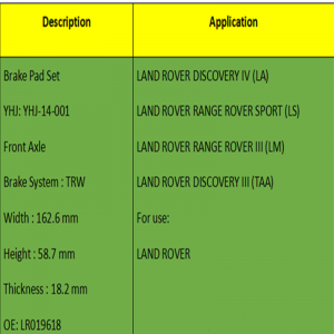 Fékbetétek (OE: LR019618)