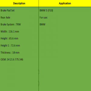 Fékbetétek (OE: 34 21 6 775 346)