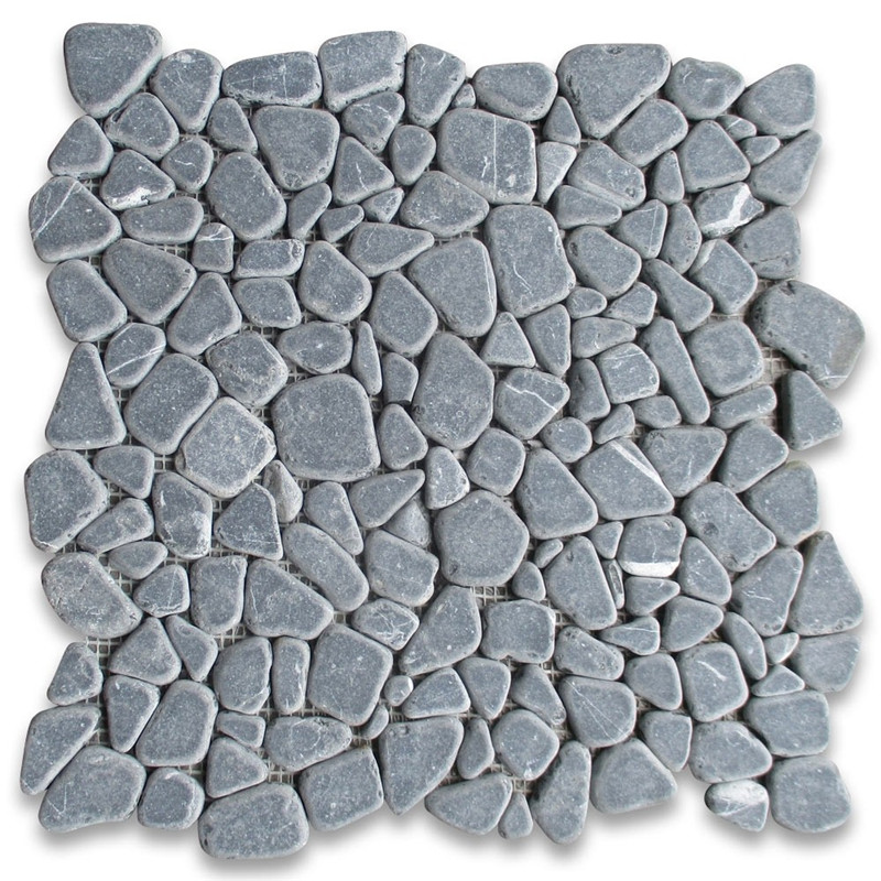 Nero marquina márványból készült nagy hal méretű, ventilátor alakú mozaik csempe csiszolt