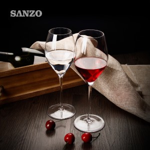 SANZO fekete színű borospoharakészlet kézzel készített ólommentes kristályos ferde szájüvegek magas alakú váza