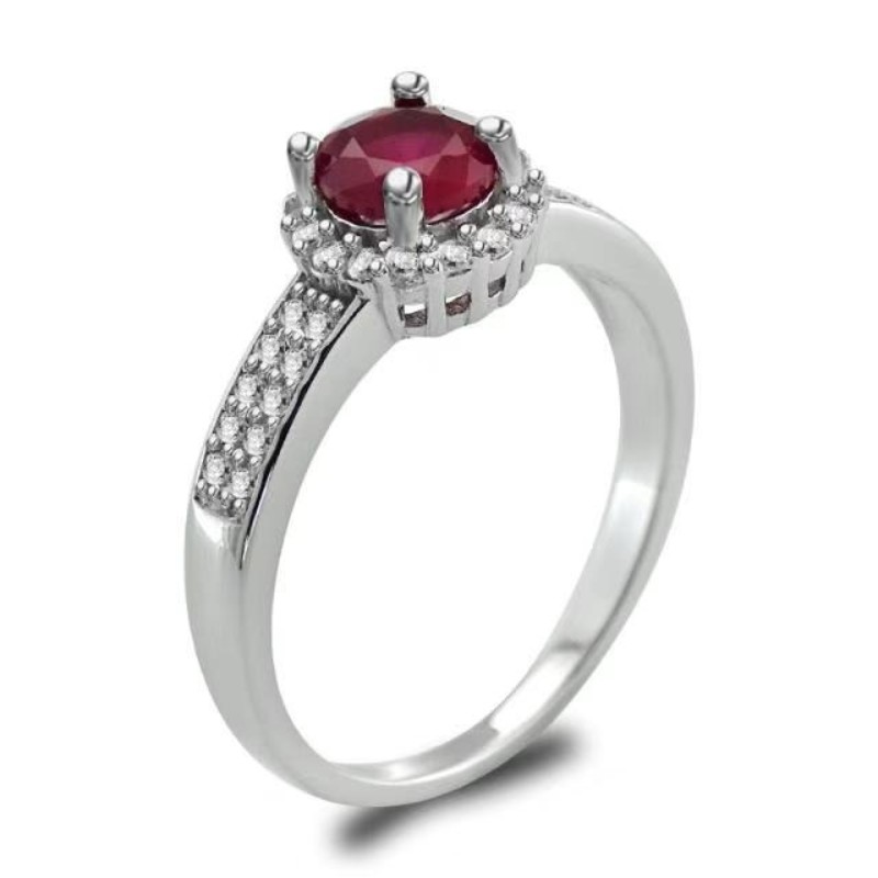 Női gyűrűk 925 ezüst ezüst szintetikus rubin gránát eljegyzési gyűrűk ígéretét