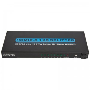 V2.0 HDMI 1x8 Splitter támogatás 3D Ultra HD 4Kx2K @ 60Hz HDCP2.2