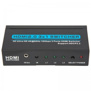 V2.0 HDMI 3x1 kapcsoló támogatja a 3D Ultra HD 4Kx2K @ 60Hz HDCP2.2