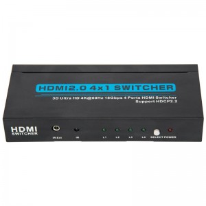 V2.0 HDMI 4x1 kapcsoló támogatja a 3D Ultra HD 4Kx2K @ 60Hz HDCP2.2