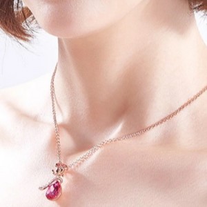 ROSE GOLD ROSE PENDANT GEMSTONE CUBIC ZIRCONIA NECKLACE NŐI NEKKLÁZS 925 STERLING SILVER 2020