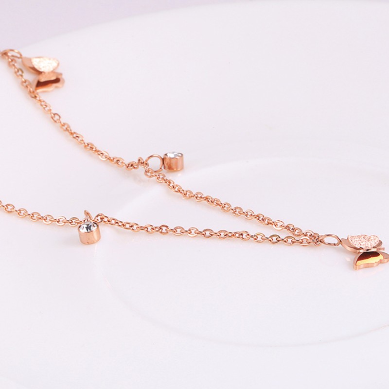 Dupla pillangó nyaklánc köbös cirkónium medál nőknek 14 k arany 925 sterling ezüst 18 k rózsaszín arany