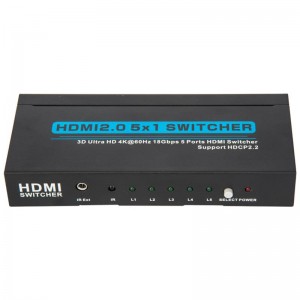 V2.0 HDMI 5x1 kapcsoló támogatja a 3D Ultra HD 4Kx2K @ 60Hz HDCP2.2