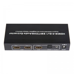 V2.0 HDMI 2x1 kapcsoló és audiokihúzó támogatás ARC Ultra HD 4Kx2K @ 60Hz HDCP2.2 18 Gbps