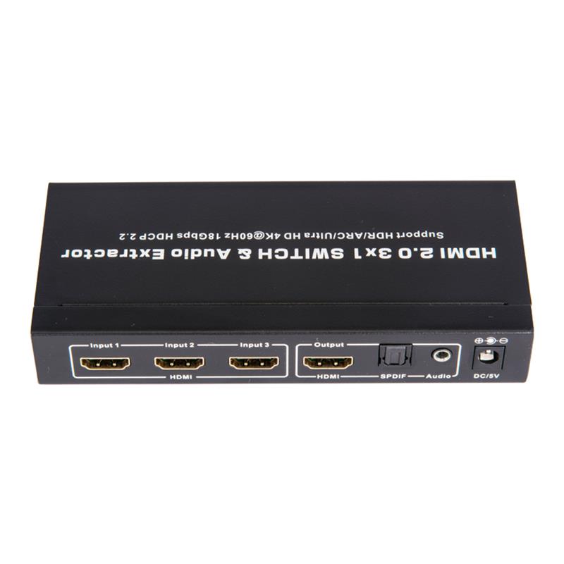 V2.0 HDMI 3x1 kapcsoló és audiokihúzó támogatás ARC Ultra HD 4Kx2K @ 60Hz HDCP2.2 18Gbps