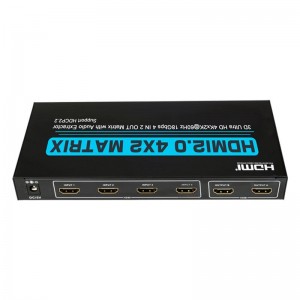 V2.0 HDMI 4x2 mátrix támogatása Ultra HD 4Kx2K @ 60Hz HDCP2.2 18 Gbps Audio Extractorral