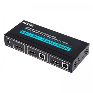 V2.0 HDMI KVM 2x1 kapcsolótámogatás Ultra HD 4Kx2K @ 60Hz HDCP2.2 18 Gbps hangkártya és USB-elosztó