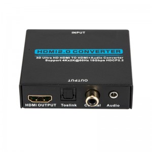 V2.0 HDMI Audio Extractor HDMI-HDMI + Audio konverter Támogatja a 3D Ultra HD 4Kx2K @ 60Hz HDCP 2.2 18Gbps-ot