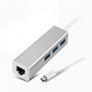 C típusú USB \/ LAN (1000M) + USB 3.0x3 Hub adapter
