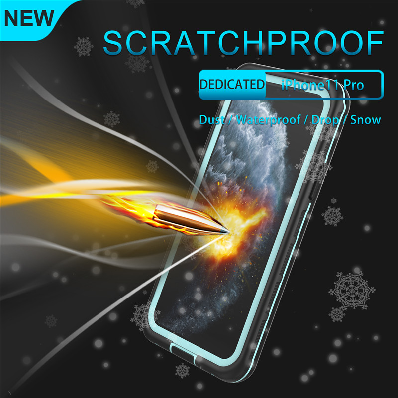 Vízálló mobiltelefon tartozékok vízálló táska telefon merülő tokhoz iphone 11 pro (kék), szilárd színű hátsó borítóval