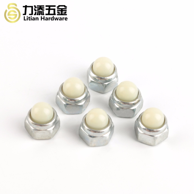 DIN986 M3-M12 fekete cink és fehér fejű nylon hatlapú anya