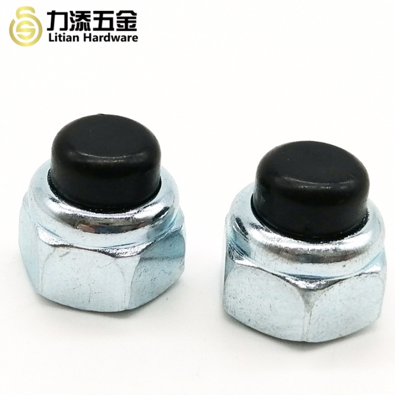 DIN986 fekete fejű szénacél M3-M12 nylon hatlapú anya