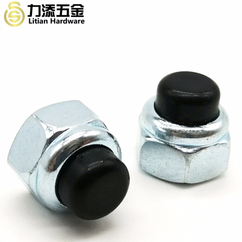 DIN986 fekete fejű szénacél M3-M12 nylon hatlapú anya