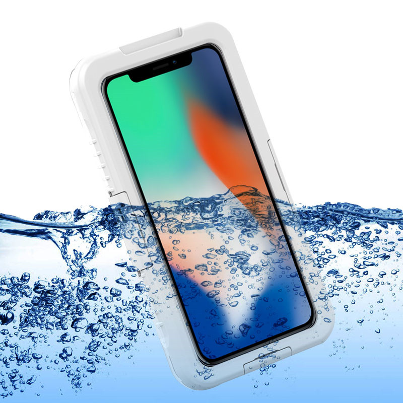 Univerzális mobiltelefon vízálló tok, kicsi, átlátszó, vízálló tok víz alatti kamera tok iPhone XS Max (fehér)
