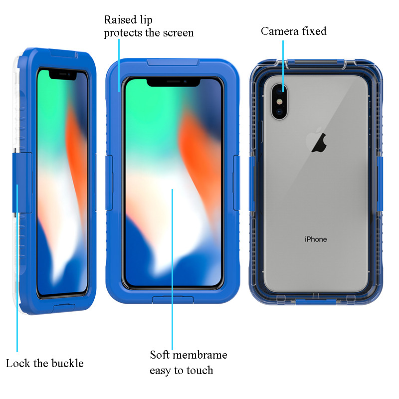 Vízálló telefon tok iPhone XS Max vízálló mobil tok, életbiztos tok (kék)