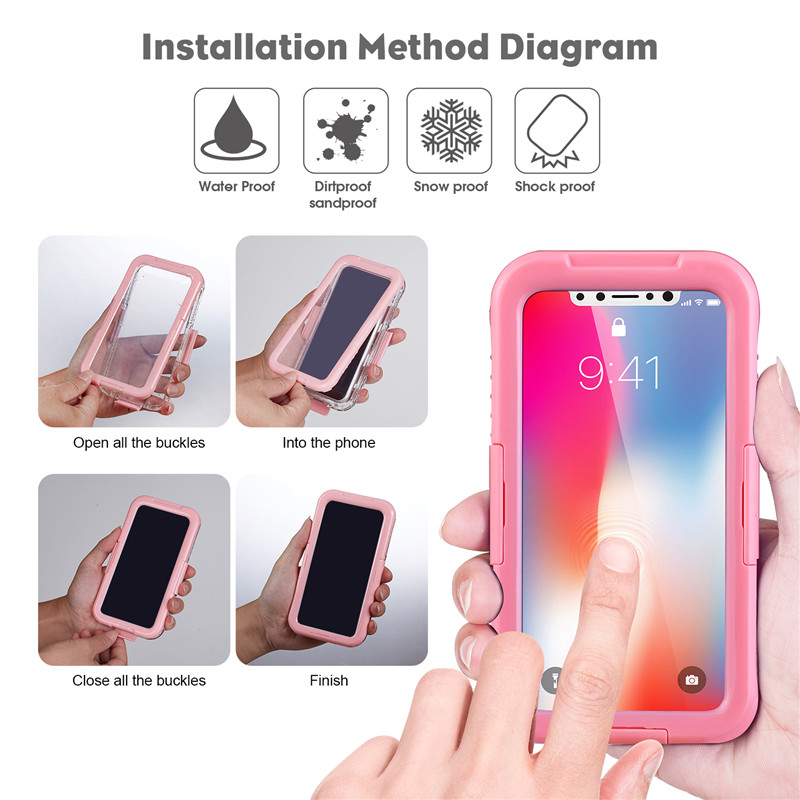 Az Iphone XR ip68 táska vízálló telefontárca minden bizonyíték (rózsaszín …)