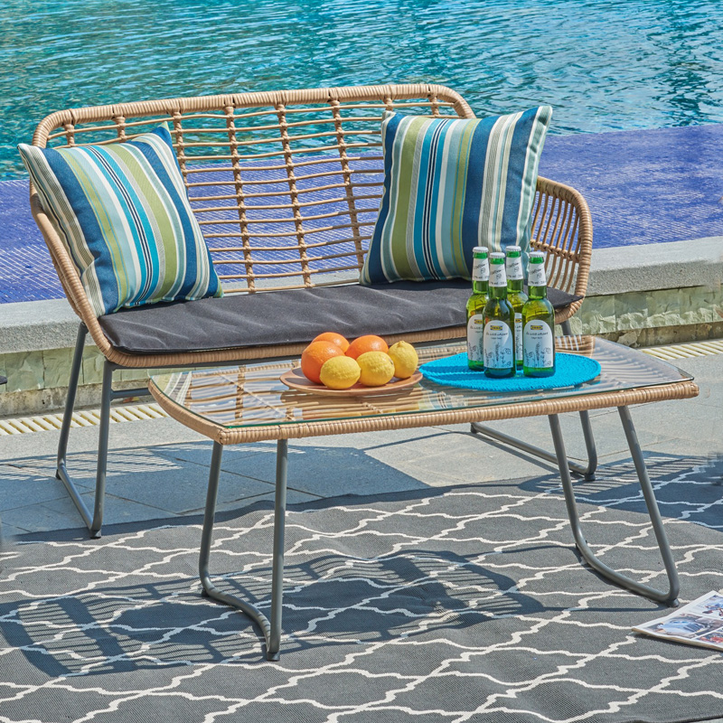 Acél és fonott 4 db kanapékészlet