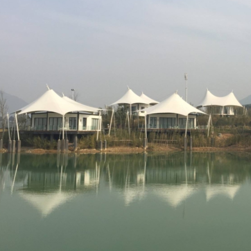 Előregyártott 2 fős házak Kína lámpásos fényűző sátralakú Hotel Sátrak fürdőszobával és belső díszítéssel