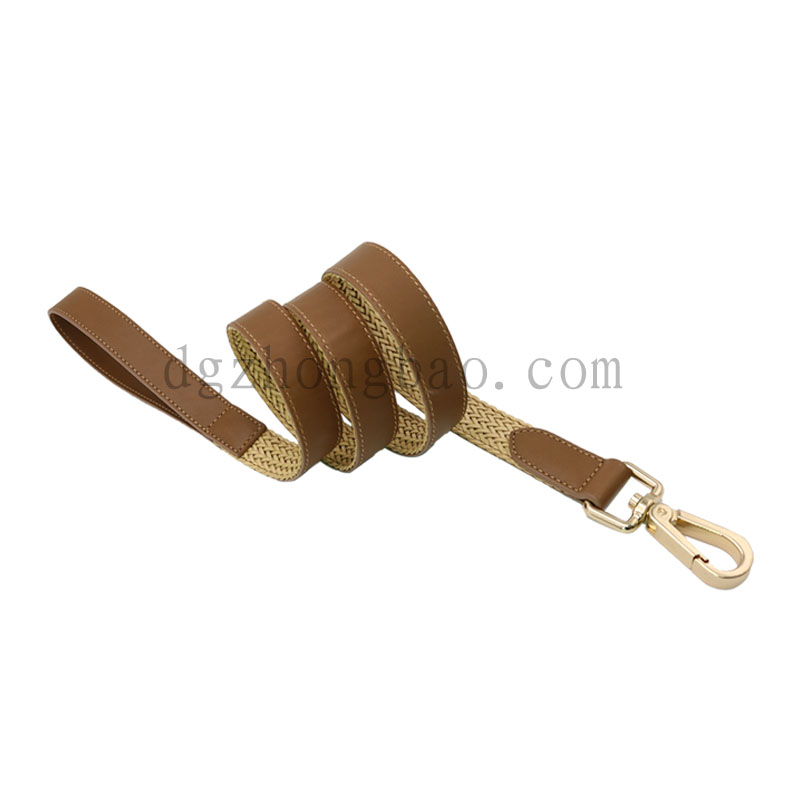 Barna fonott kötél valódi bőrből készült házi pórázral kutyák számára