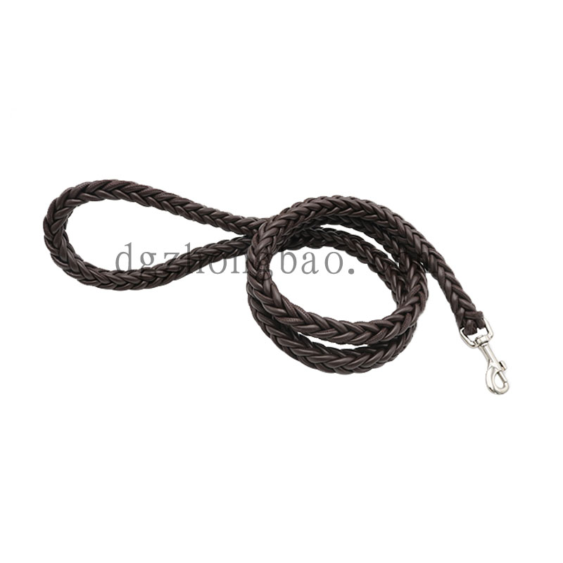 Sötétbarna fonott bőr kisállat póráz