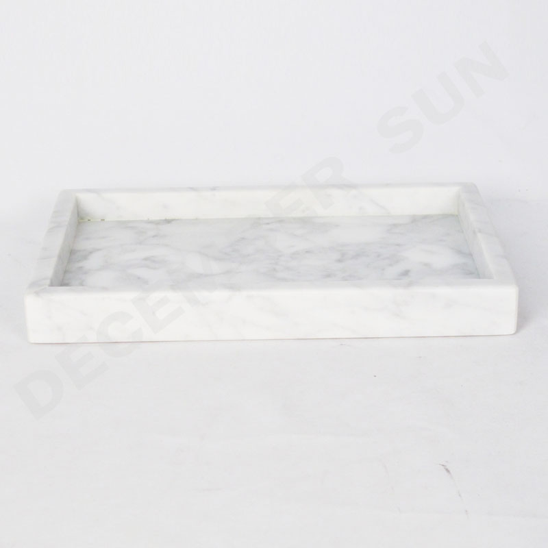 Kézzel készített fehér márvány kiszolgáló tálca készlet