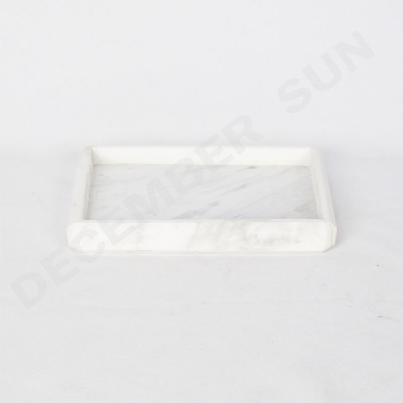 Kézzel készített fehér márvány kiszolgáló tálca készlet