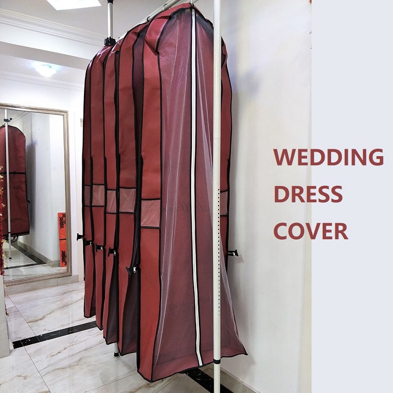 SGW07 minőségi nagykereskedelem Egyéni logó porvédelem környezetbarát borító esküvő hosszú ruha menyasszonyi ruha nem szőtt ruhadarab