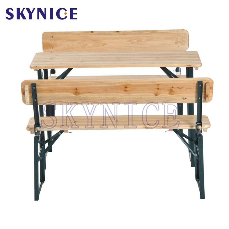 Klasszikus szabadtéri Pincic kemping fa összecsukható sör asztal és pad készlet