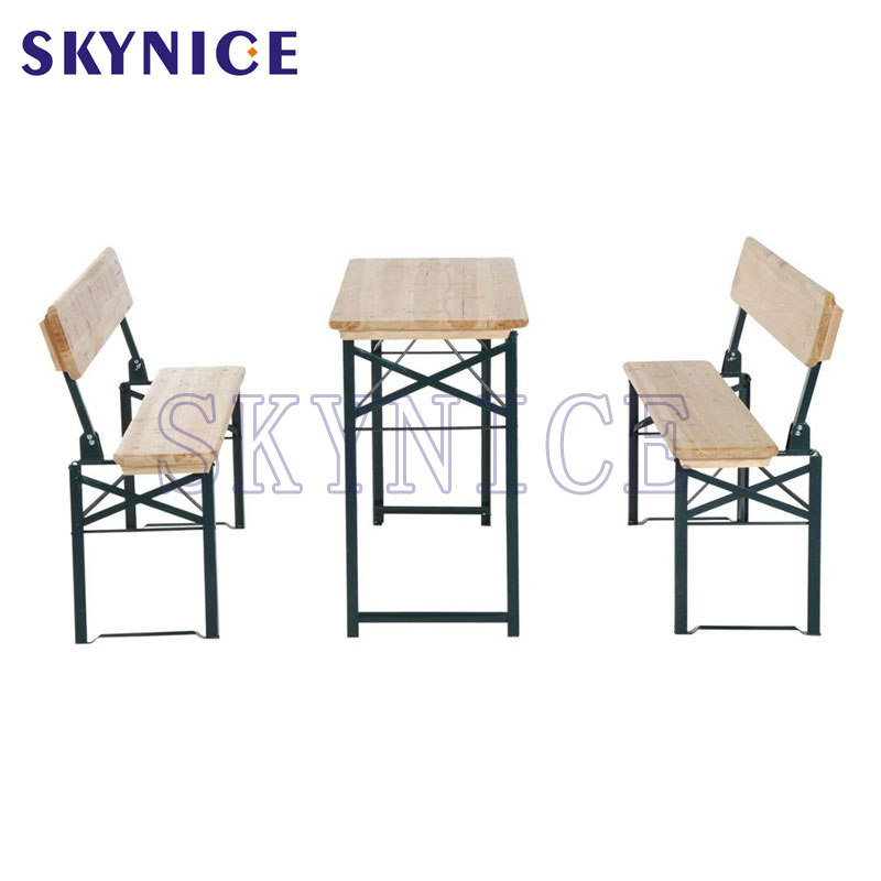 Klasszikus szabadtéri Pincic kemping fa összecsukható sör asztal és pad készlet