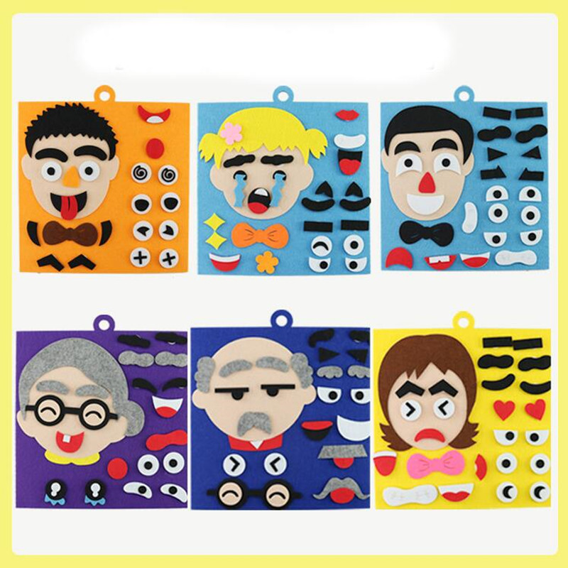 Puha filc korai nevelésből készült Diy kézműves nem szőtt szövet filcből készült, arc dekorációs puzzle gyerekeknek