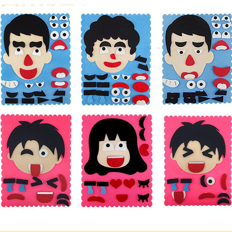 Puha filc korai nevelésből készült Diy kézműves nem szőtt szövet filcből készült, arc dekorációs puzzle gyerekeknek