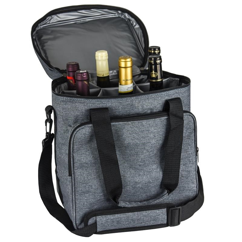 SGC21 újrahasznosítható, szigetelt boroshordozó, 6 palackkapacitás, párnázott borhűtő, táska borosbarát ajándékokhoz